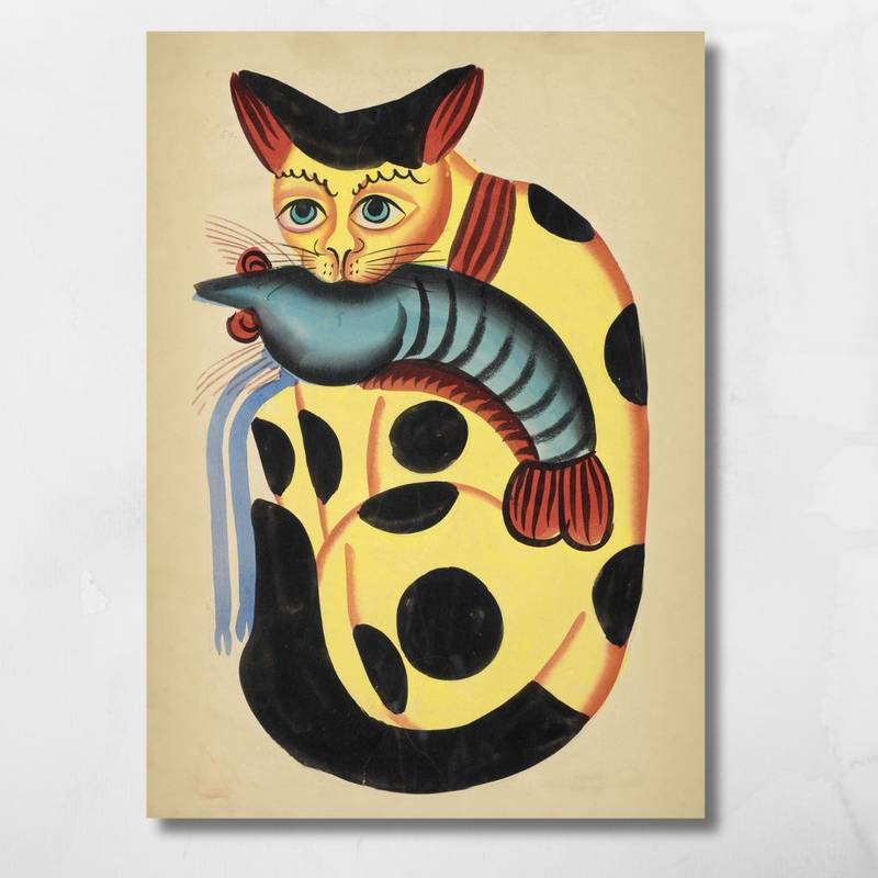 cat with prawn